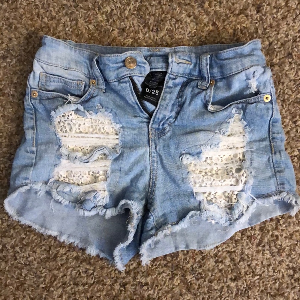 high rise denim shorts